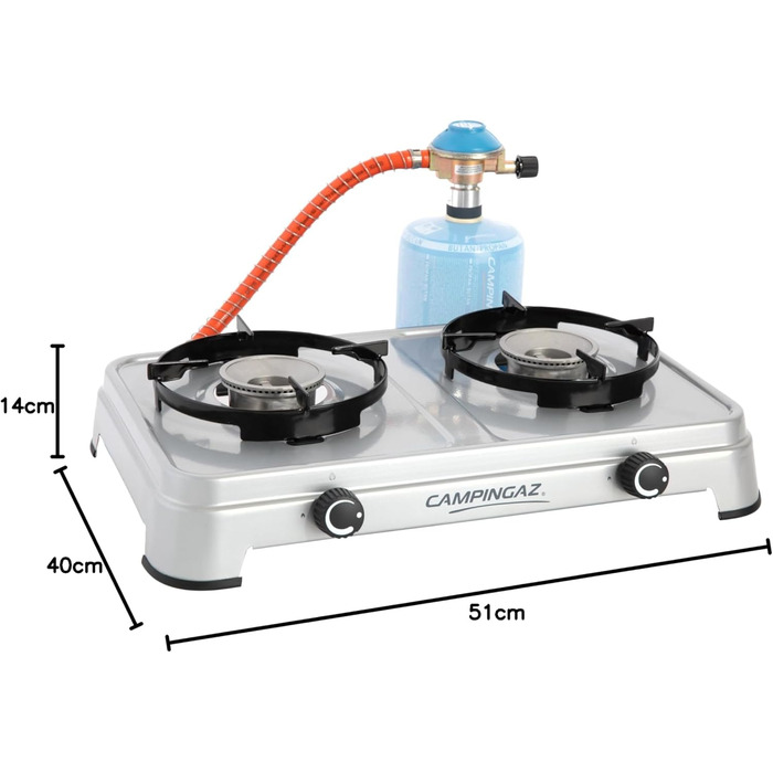 Газовий намет Campingaz Camping Cook CV - 2 конфорки, сірий, для кемпінгу, працює на картриджах