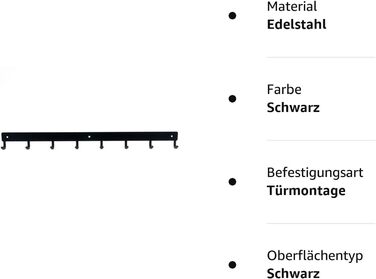 Гачки для одягу чорні 60 см ширина XXL 8 гачків вішалка для ключів міжкімнатні двері сучасні гачки для одягу на гвинтах з нержавіючої сталі настінна вішалка для одягу