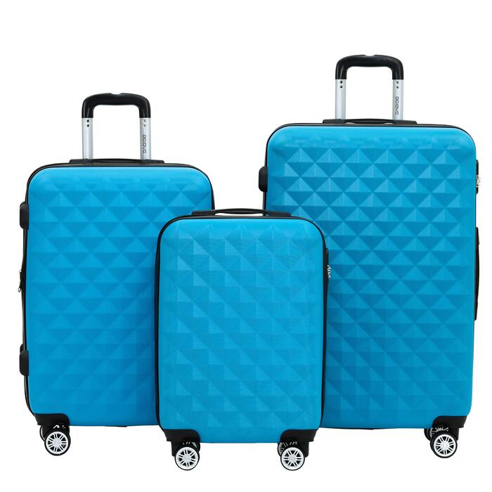 Набір валіз для подорожей BEIBYE з 4-ма подвійними колесами, жорсткий корпус, комплект дорожнього багажу (Бірюзовий)