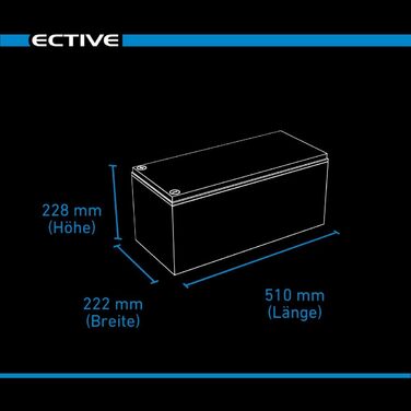 Гелева батарея ECTIVE DC240 - 12 В, 240 Ач, 100 год, не потребує обслуговування, циклічнозахищена, герметична, повністю герметична, не містить газу - батарея VRLA глибокого циклу, сонячна батарея, батарея для човнів, батарея для автофургону (180 Ач)