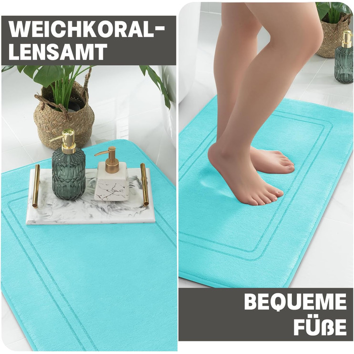 Чакме Килимок для ванної кімнати, антиковзаючий, м'який, швидковисихаючий, набір з 5 шт., блакитно-зелений