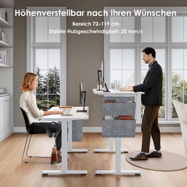 Електричний регульований стіл висотою 120x60 см з пам'яттю, з шухлядами для дому/офісу/навчання (білий)