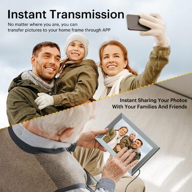 Цифровий фоторамка Kodak 10 дюймів з Wi-Fi, акумулятором 4000mAh та 32GB пам'яті, IPS HD сенсорний екран, авто-поворот, для перегляду фото та відео (10 дюймів, сірий)