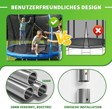 Батут JUMMICO вуличний Ø183/220/290/360 см з сіткою, захисним покриттям та комплектом для монтажу, круглий садовий батут для дітей 220 см синій