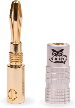 Штекер NAUC High End Banana Plug 32 шт. (16 пар) для кабелів до 6 мм, 24K позолочений, паяний/гвинтовий, чорний/червоний