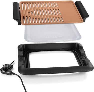 Електричний гриль для столу GOURMETmaxx | Бездимний гриль 2200W з 2 зонами нагріву та антипригарним покриттям | Регулювання температури