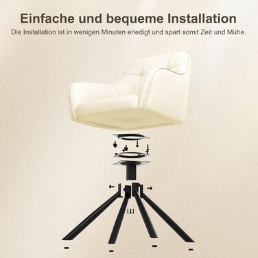 YOUDENOVA Крісла для обідньої кімнати, 360° обертання, з підлокітниками, оксамитові, для обідньої, кухні, вітальні та офісу, набір 2 шт. (Off-white)