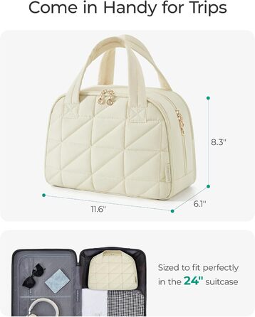 Сумка для косметики BAGSMART для жінок, велика дорожня косметичка, об'ємна косметична сумка, сумка для макіяжу та косметики з ручкою, чорна