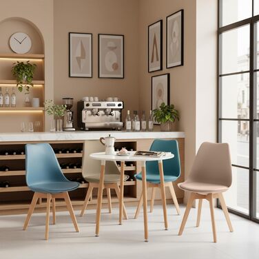 Елегантний стілець для обідньої зони EGGREE: скандинавський дизайн, міцна конструкція з бука, зручний м'який сидіння, набір 4 шт.