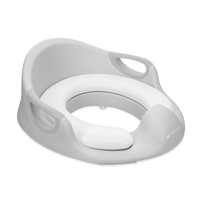 Насадка на унітаз Navaris для дітей (12 міс - 7 років) з антиковзним покриттям, ручками та захистом від бризок - сірий