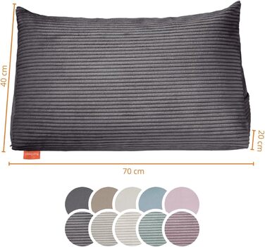 Подушка для спини в ліжко та на диван sleepling з вельвету, велика кліноподібна подушка для читання та підтримки попереку з бічною кишенею, знімний чохол, темно-сіра, 70x40x20 см