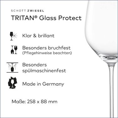 Келих для червоного вина SCHOTT ZWIESEL Fortissimo (набір з 6 штук), тонкі кришталеві келихи для червоного вина або води, келихи для вина Tritan, які можна мити в посудомийній машині, виготовлені в Німеччині (посилання. Без 112493)