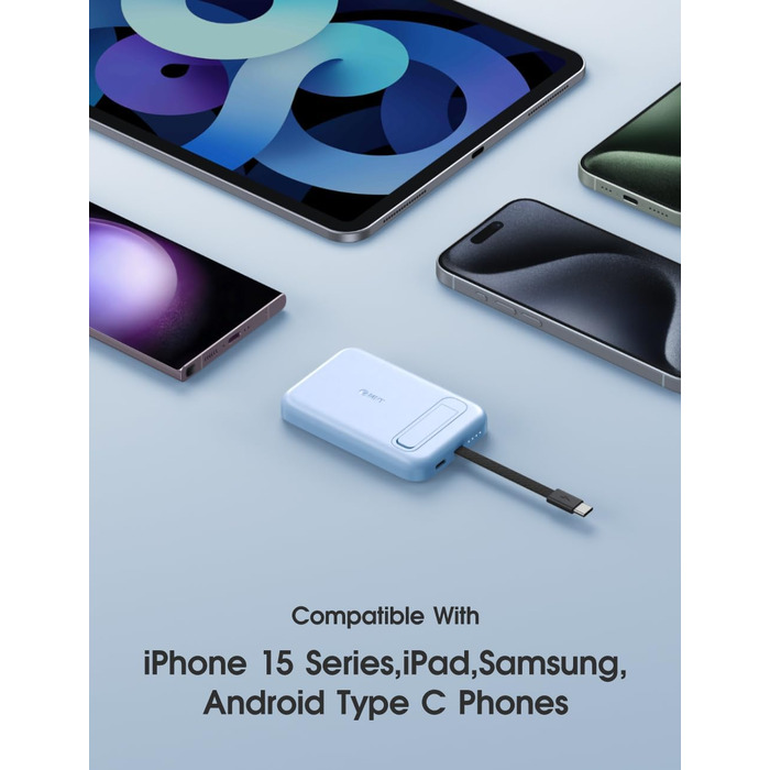 Для iPhone з вбудованим кабелем, кишеньковий розмір, USB Type-C, 5200mAh