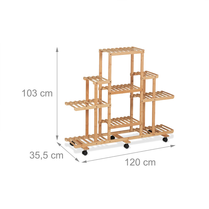Полиця для бамбукових рослин Relaxdays з колесами