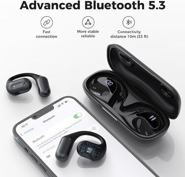 Навушники BNARQP з відкритим вухом, Bluetooth 5.3, Hi-Fi 3D Sound, IPX7, Painless, Black-S8-AU