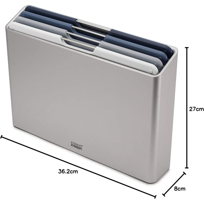 Набір дерев'яних обробних дощок Joseph Joseph Folio, 4 шт., великий, блакитний/сріблястий, 35.7 x 26.2 см