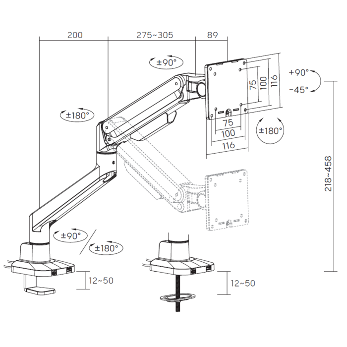 Настільне кріплення для монітора OfficePro MA601B Black