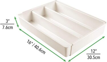 Коробка для столових приладів mDesign з чотирма відділеннями-висувна вставка для столових приладів для висувних ящиків-органайзер для кухонного начиння-Ящики для різноманітного посуду- (кремового кольору)