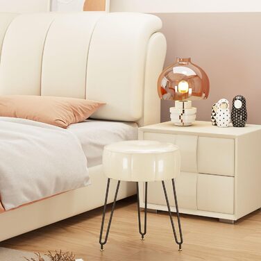 Пуф-табурет для макіяжу YMYNY, стилізування під гарбуз, 32x32x44 см, білий (HBD036W)