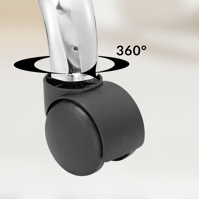 Табурет білий, що повертається на 360° зі спинкою