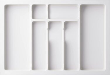 Вставка для столових приладів sossai Divio для висувних ящиків 45 см / ширина 38 см x Глибина 43 см обрізна з 5 відділеннями / Колір Білий / Система розташування ящиків для столових приладів (63 x 43 см-7 відділень)