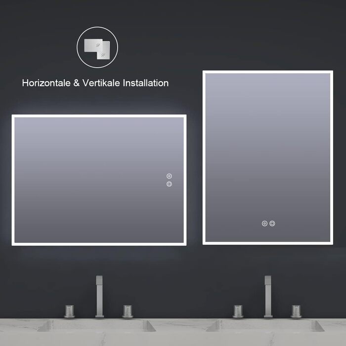 LED дзеркало для ванної кімнати Byecold з підсвічуванням, антизапітнінням, Wi-Fi годинником, датчиком та сенсорним вимикачем, 60x80 см