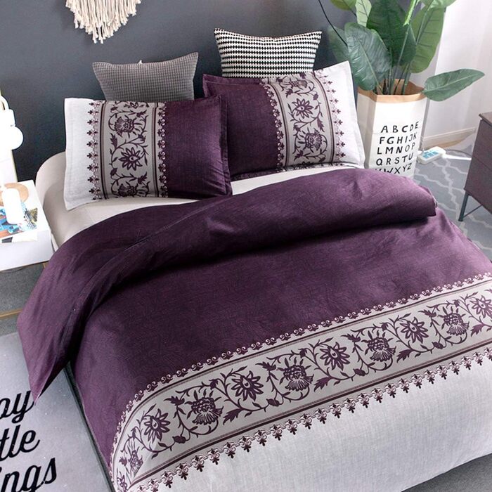 Комплект постільної білизни WONGS BEDDING 135x200 см, 2 шт. и, мікрофібра, фіолетова, на блискавці