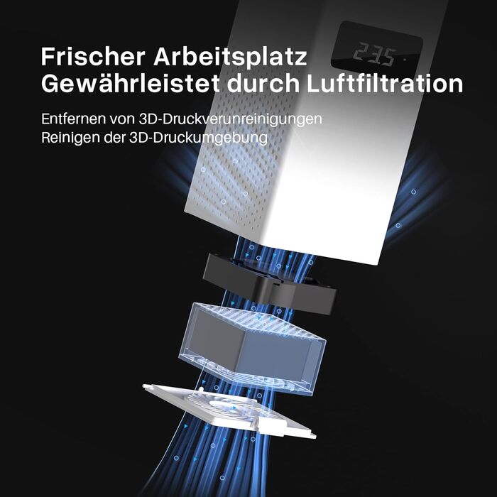 Повітряочисник ELEGOO для 3D-принтерів: видаляє TVOC, сумісний з Mars 4, Saturn 3, Saturn 2, розмір 210x247x410 мм (з міні-нагрівачем)