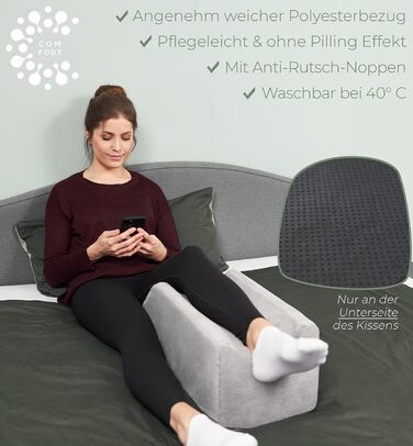 Піднімна подушка для ніг Well B4: підтримка ніг та колін, для лікування вен, сіра