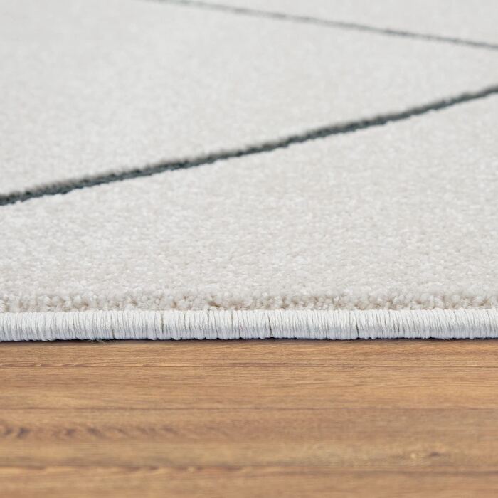 Домашній килим Paco з коротким ворсом для передпокою, спальні, Сучасний скандинавський ромбоподібний візерунок, розмір колір (80x300 см, білий 2)
