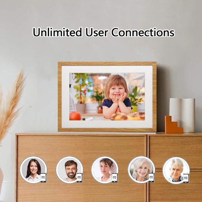 Цифровий фоторамка Frameo з Wi-Fi, 10.1 дюйма, 32GB, сенсорний екран, автоповорот, сумісність з додатком Frameo