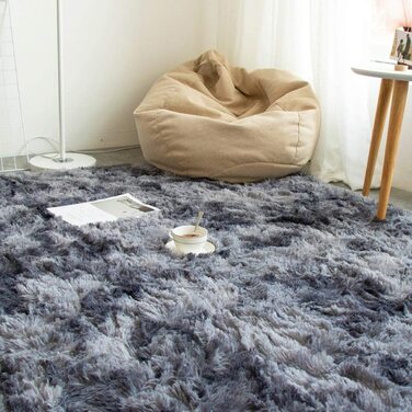 Килими Leesentec, круглі килими для спальні, вітальні, нековзні м'які пухнасті килимки, волохаті килимки, великі Килимки для передпокою (білий/сірий, 140) (чорний, сірий, 160*200 см)