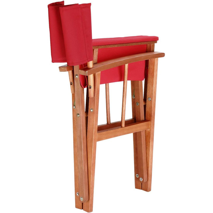 Садове крісло Casaria Дерев'яний складний атмосферостійкий 160 кг Завантажуваний чохол для підлокітника Складаний стілець Cannes FSC Евкаліптовий сад Балкон Тераса Кемпінг (2x, червоний)