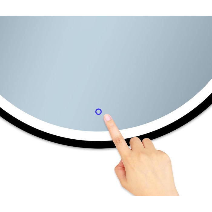 LED дзеркало для ванної кімнати 60 см з чорною рамою та підсвічуванням