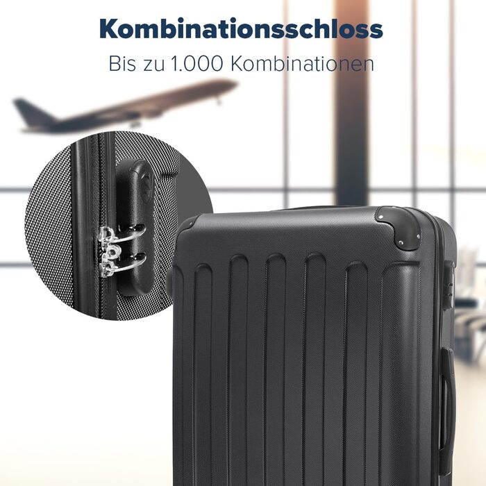 Набір валіз TRVLMORE 2 шт. з твердим корпусом - Чемодан та набір ручних валіз - Набір валіз 2 шт. - Набір валіз для подорожей 2 шт. - Набір валіз з твердим корпусом 2 шт. - Набір ручних валіз 2 шт. - Чорний набір валіз 2 шт.