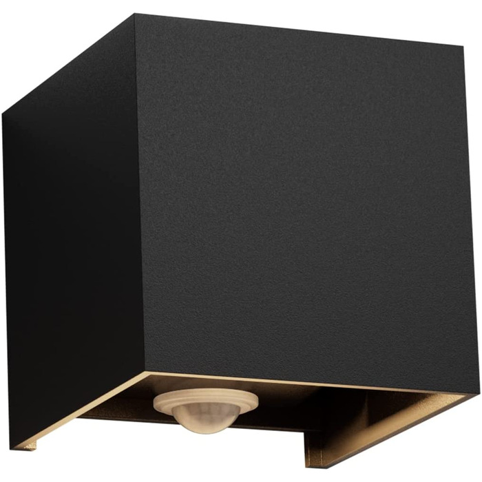 Klighten Зовнішня лампа з датчиком руху 12W, IP65, 3000K тепле біле світло, для внутрішнього та зовнішнього використання, регульований світловий потік, чорний колір