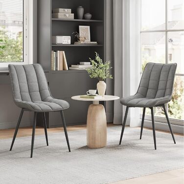 Крісла для їдальні WOLTU (6 шт.), для вітальні, кухні, їдальні. М'які кухонні крісла з підлокітниками, штучна шкіра, металеві ніжки, до 150 кг, сірі (6 шт.)