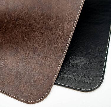 Набір столових серветок BEEFSTONE® 6 шт. з PU шкіри, двосторонні, водонепроникні, миючіся, з ефектом шкіри, 44 x 34 см (Чорно-коричневий/Бежевий)