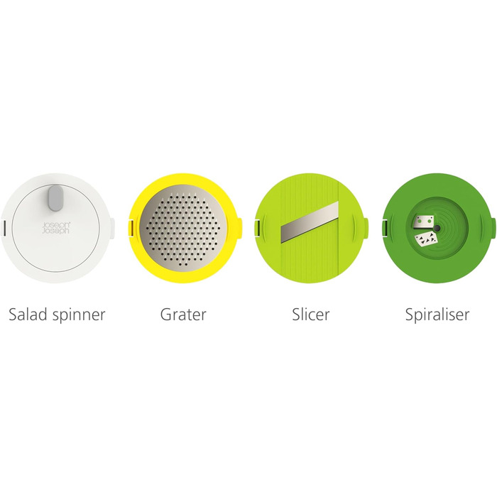 Набір для приготування салатів Joseph Joseph 'Multi-Prep' 4 в 1: салатниця, спіралізатор, тертка, шинкувальник, компактне зберігання