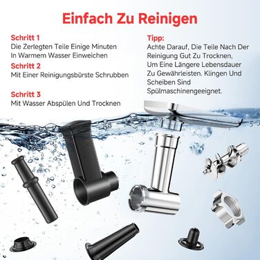 Електрична м'ясоподрібнювач AAOBOSI 3000W з LED-дисплеєм, 9 швидкостей, з нержавіючої сталі, для приготування ковбас та кіббе, з контейнером для зберігання
