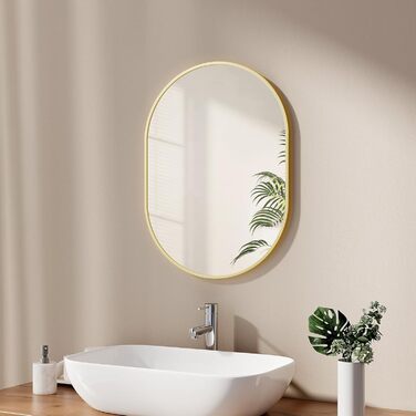 Дзеркало овальне EMKE Badspiegel Oval 45x60 см з золотим обрамленням для ванної кімнати