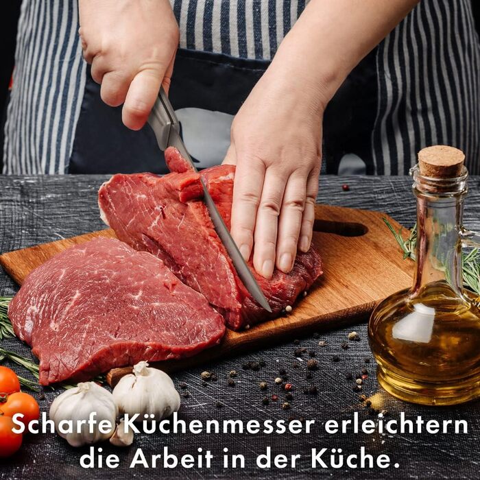 Набір ножів Messerblock з 7 предметів | Набір ножів для кухні з кухонними ножами та ножицями | Набір ножів з нержавіючої сталі C-MBS 4018 білий