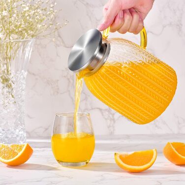 Скляна карафа Aofmee 2 літри з кришкою: для води, соку, айс-ті, преміум якість