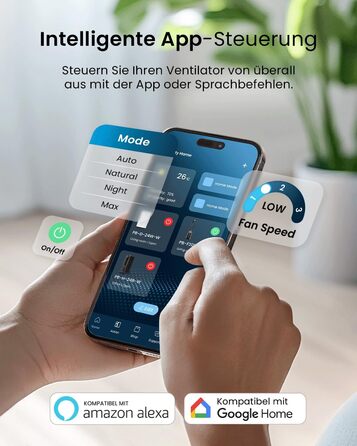 Вентилятор Pro Breeze OmniAir з очищувачем повітря, 105 см, осциляція 75°, пульт ДУ, HEPA 13, LED дисплей, 10 швидкостей, тихий, 5 режимів, Smart App