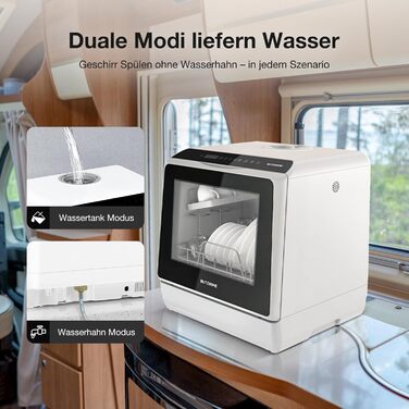 BLITZHOME Міні посудомийна машина з керуванням через додаток, 6 програм, портативна, 5л бак, з/без підключення до води, функція сушіння, для кемпінгу