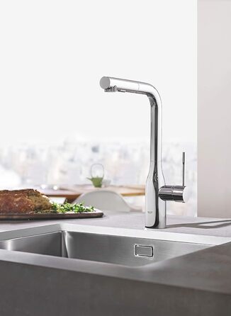 Змішувач для раковини GROHE Essence одноважільний, висувна подвійна розпилювальна головка, поворот на 360, хром