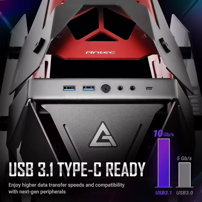 Ігровий корпус Antec Torque Midi-Tower чорний/червоний, алюмінієвий, підтримка ATX/EATX/ITX/Micro ATX