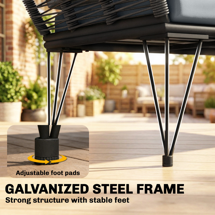 Диван садовий з подушками на 2 місця, вуличний диван для балкона, ротанговий диван з поліротангу, садові меблі 123 x 67 x 72 см, світло-сірий