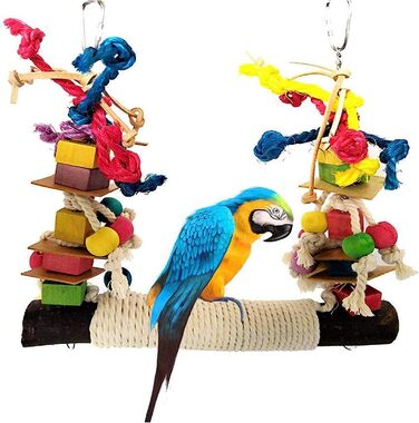Гойдалка для папуг HPiano з іграшками для жування 25х25 см дерево