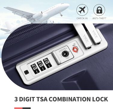 KONO Набір валіз 4 в 1: велика, середня, маленька та beauty case. Сучасний дизайн, ABS пластик, TSA замок, 4 колеса, темно-синій колір.